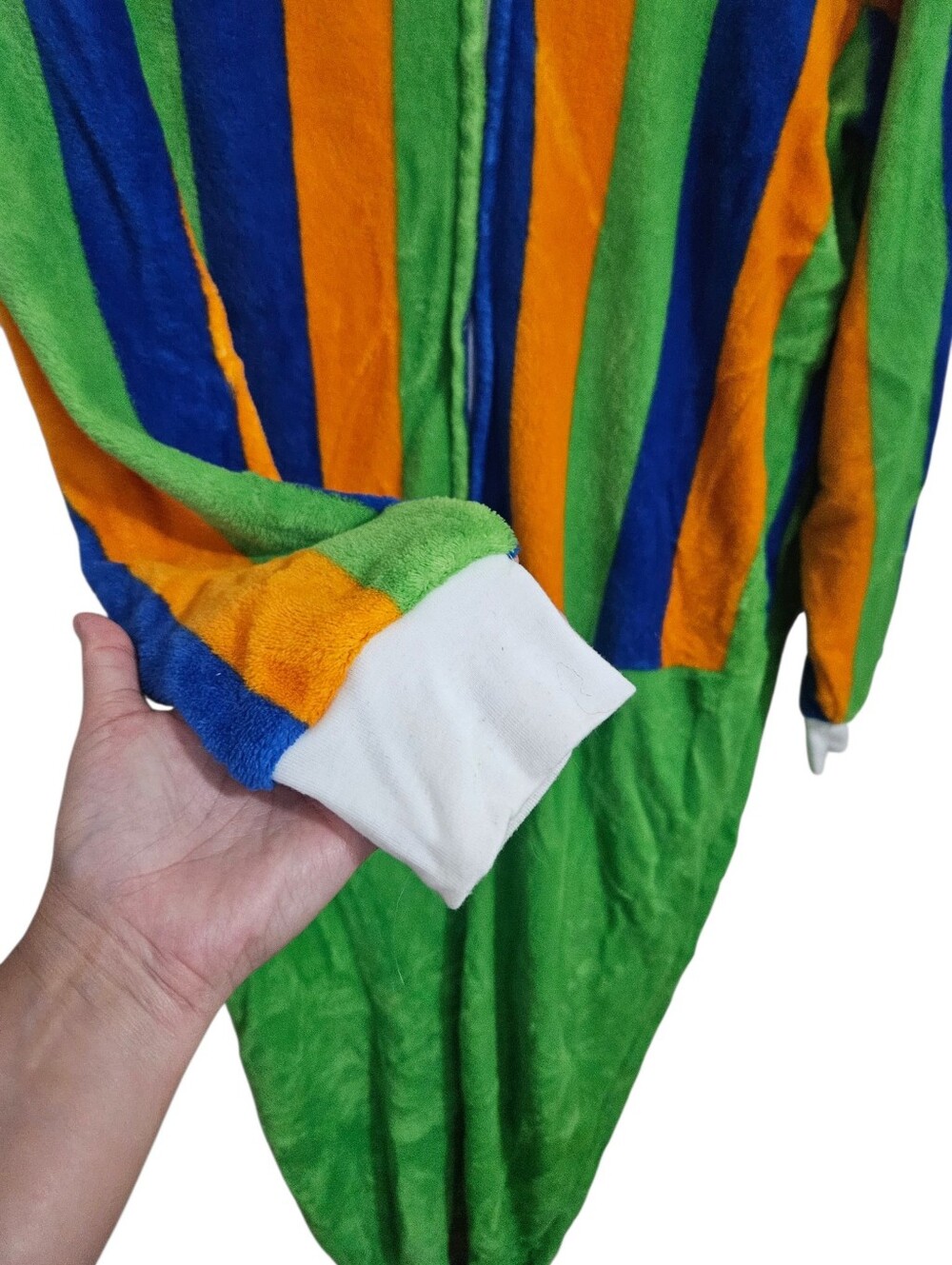 Sesame Street Men’s Green Yellow Purple Orange Striped Bert Onesie Costume M - Picture 8 of 12